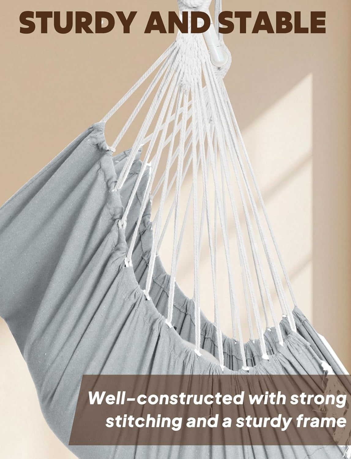 Ultimate Hammock Chair Swing - Enjoy Comfort with 2 Cushions, Metal Spreader Bar, and Side Pocket - Perfect for Indoor & Outdoor Relaxation!